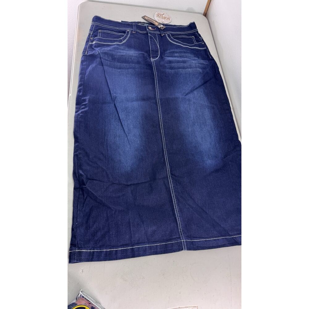 No Fuze Women's Blue A-Line Denim Skirt Size 16 Stretch Y2K 90s NWT 36 Inches